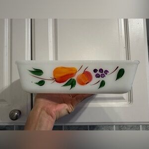Vintage fire king hand painted bread baking dish